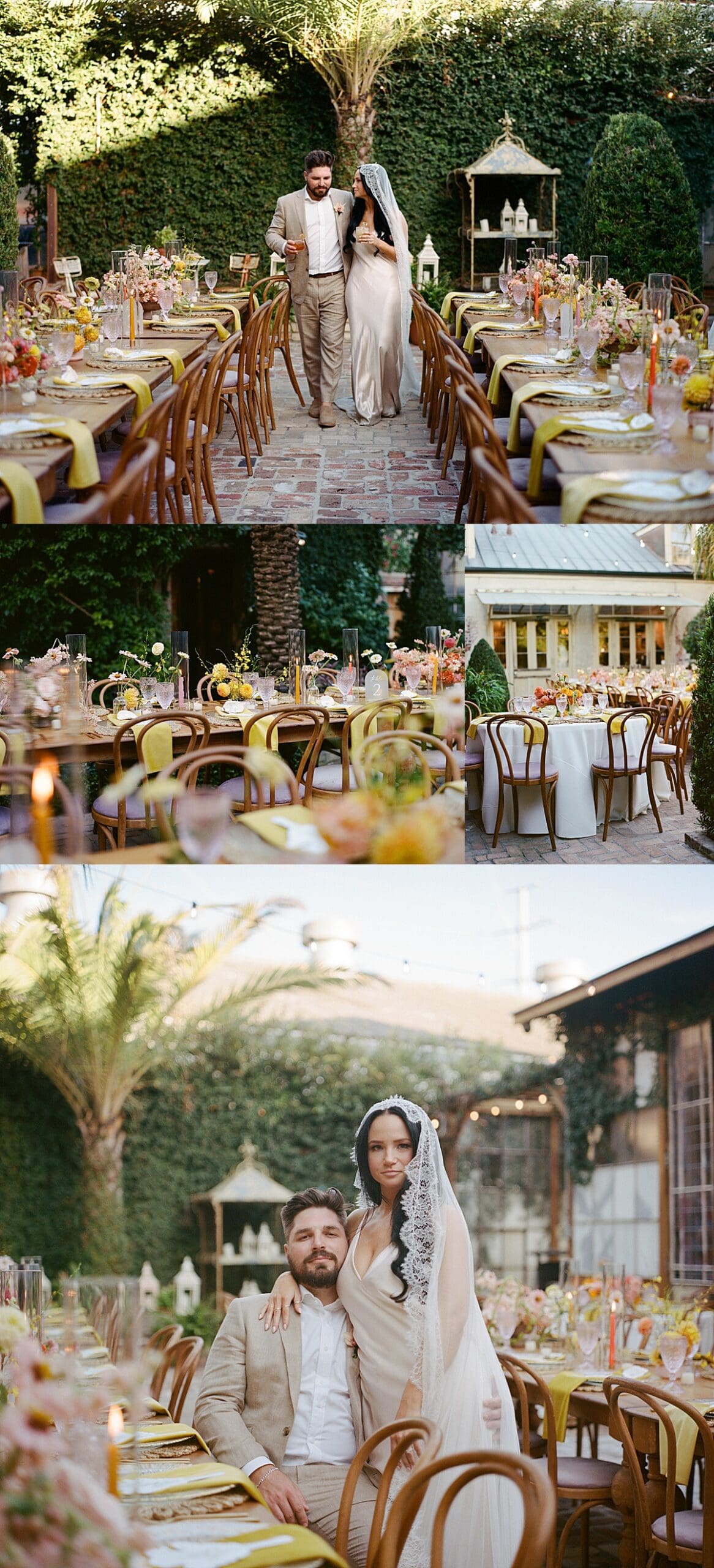 Husband and wife walk with drinks in their hand around their reception area at Race + Religious