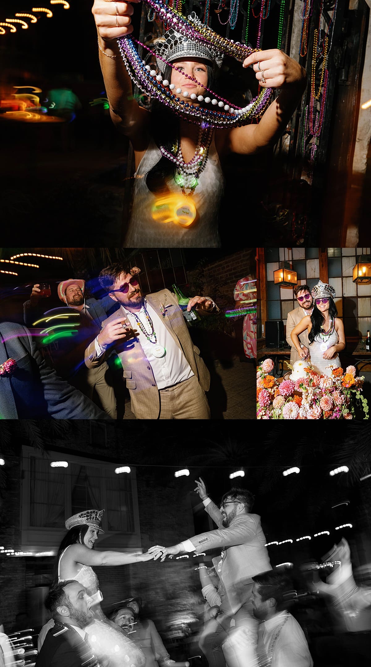 Couple is lifted on chairs to celebrate during their reception at Race + Religious